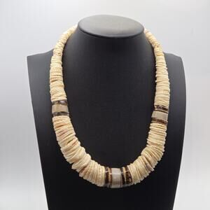 Vintage Heishi Shell Santo Domingo Style Handmade Graduated Choker Necklace 17"